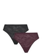 Brief Thong Reg Supersoft 2 P Stringtruse Undertøy Burgundy Lindex