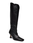 Billy Black Leather Boots Høye Støvletter Black ALOHAS