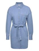 Tjw Belted Denim Shirt Dress Ext Kort Kjole Blue Tommy Jeans