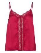 Camisole Lace Satin Topp Red Lindex