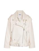 Nmpaulina Over Biker Jacket Noos Skinnjakke Skinnjakke Cream NOISY MAY