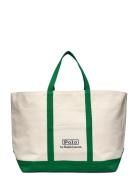 Logo-Embroidered Canvas Tote Shopper Veske Green Polo Ralph Lauren