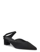 Th Pointy Mid Heel Leather Mule Sandal Med Hæl Black Tommy Hilfiger