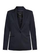 Fitted Suit Jacket Blazers Single Breasted Blazers Navy Mango