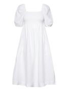 Edda Linen Dress Knelang Kjole White Ella&il