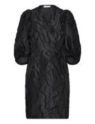 Wrap Dress With Balloon Sleeves Knelang Kjole Black Coster Copenhagen