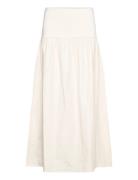 Elastic Panel Flared Skirt Langt Skjørt Cream Mango