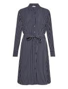 Fluid Viscose Crepe Knee Dress Knelang Kjole Navy Tommy Hilfiger