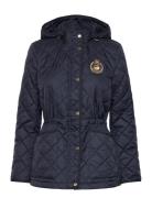 Crest-Patch Diamond-Quilted Hooded Coat Vattert Jakke Navy Lauren Ralp...