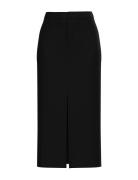 Vivar Hw Long Skirt - Noos Knelangt Skjørt Black Vila