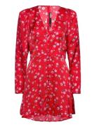 Printed V-Neck Mini Dress Kort Kjole Red ROTATE Birger Christensen