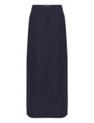 Lizagz Linen Hw Skirt Langt Skjørt Navy Gestuz