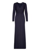 Twist-Front Stretch Jersey Gown Maxikjole Festkjole Navy Lauren Ralph ...