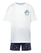 Printed Short Pyjamas Pyjamas Sett Blue Mango