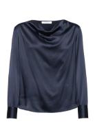 Silk Blouse Tops Blouses Long-sleeved Blue Rosemunde