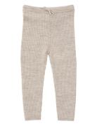 Merino Classic Rib Leggings W. Drawstrings Bottoms Leggings Beige Cope...