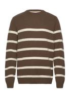 Akrico Stripe Lambswool Tops Knitwear Round Necks Brown Anerkjendt