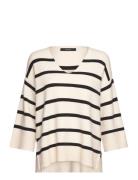 Vmsaba 3/4 V-Nck Stripe Pullover Ga Noos Tops Knitwear Jumpers Cream V...