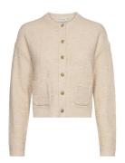 D6Nio Fancy Bouclé Cardigan Tops Knitwear Cardigans Cream Dante6