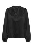 Lr-Dakota Tops Blouses Long-sleeved Black Levete Room