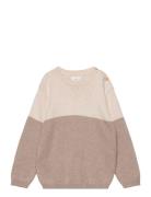 Contrasting Knit Sweater Tops Sweat-shirts & Hoodies Sweat-shirts Beig...