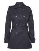 Belted Cotton-Blend Trench Coat Trench Coat Kåpe Navy Lauren Ralph Lau...