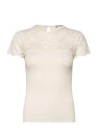 Silk T-Shirt W/ Lace Tops T-shirts & Tops Short-sleeved White Rosemund...