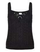 Vietti S/L V-Neck Pointelle Knit Singlet Tops T-shirts & Tops Sleevele...