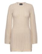 Pcjesca Ls O-Neck Knit Dress Bc Kort Kjole Beige Pieces