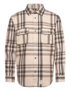 Adrian Cotton Check Shirt Tops Shirts Casual Cream Fat Moose