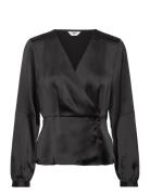 Objalamanda L/S Wrap Top 129 Tops Blouses Long-sleeved Black Object