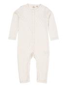 Pointelle Heart Full Body Langermet Bodysuit Cream Copenhagen Colors