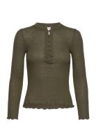 Burlington Ls T-Shirt Tops T-shirts & Tops Long-sleeved Green Rosemund...