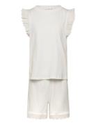 Ruffled Cotton Pyjamas Pyjamas Sett White Mango