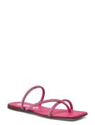 Biasissel Strappy Slide Rhinest Smooth Leather Flate Sandaler Pink Bia...