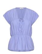 Blouse Tops Blouses Short-sleeved Blue Rosemunde