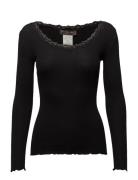 Rwbabette Ls U-Neck Lace T-Shirt Tops T-shirts & Tops Long-sleeved Bla...