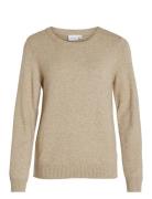 Viril O-Neck L/S Knit Top - Noos Tops Knitwear Jumpers Beige Vila