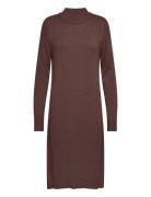 Viril Crew Neck L/S Midi Dress - Noos Knelang Kjole Brown Vila