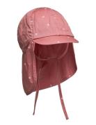 Sun Hat W. String Solhatt Pink En Fant