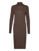 Extra Fine Wool High-Nk Dress Dresses Knitted Dresses Brown Calvin Kle...