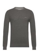 Cotton Pique C-Neck Tops Knitwear Round Necks Grey GANT