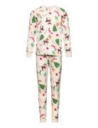 Pajama Christmas Aop Pyjamas Sett Beige Lindex