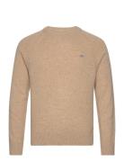 Bicolored Raglan C-Neck Tops Knitwear Round Necks Beige GANT