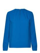 Metal Bar Long Sleeve Blouse Tops Blouses Long-sleeved Blue Calvin Kle...