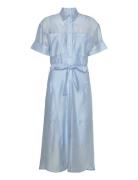 Tencel Voile Shirt Dress Knelang Kjole Blue Calvin Klein