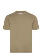 Knit Cotton T-Shirt Tops T-shirts Short-sleeved Khaki Green Mango