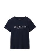 T-Shirt Logo Print Tops T-shirts & Tops Short-sleeved Navy Tom Tailor