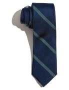 Navy Green Red Thin Stripes Silk Tie Slips Navy AN IVY