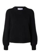 Slflulu Ls Knit Rib O-Neck Noos Tops Knitwear Jumpers Black Selected F...